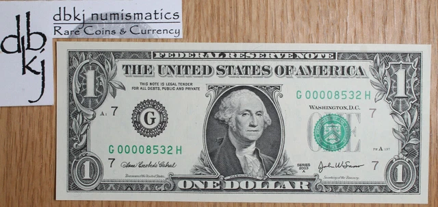 2003 $1 Federal Reserve Note FRN - Chicago - FR1931G - CU - Fort Worth, TX