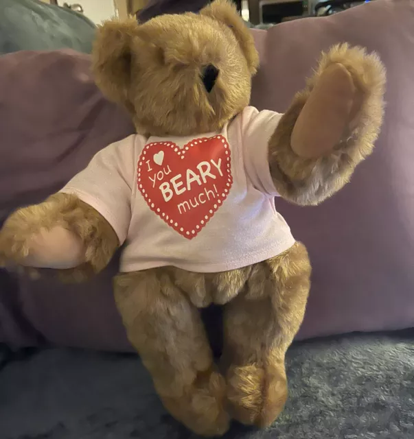 Vermont Teddy Bear 15" Jointed I Love You Beary Much Plush 2009 EUC