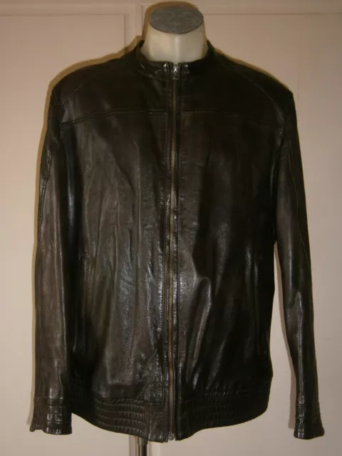 Siricco Brown Lamb Nappa Leather Bomber Jacket Size XXXL India.