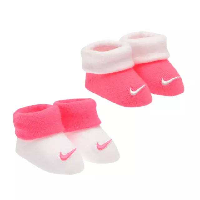 NIKE ensemble lot cadeau coffret 2 paires chaussons bébé 0-6 mois rose et blanc