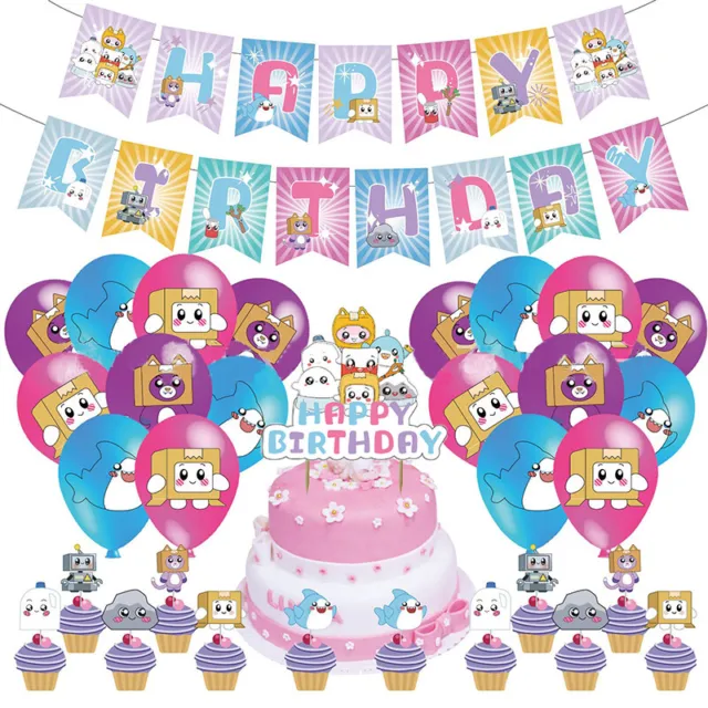 32Pcs/set Cartoon Lankybox Theme Backdrop Birthday Party Supplies Decorations