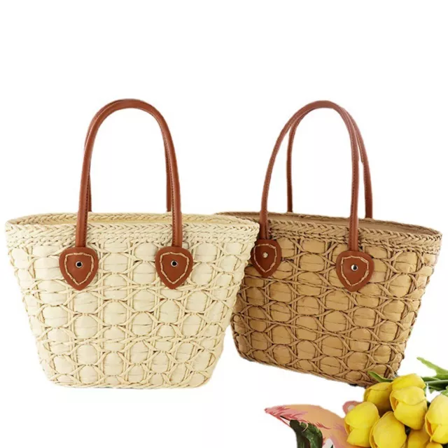 Handmade Handheld High-capacity Beach Bag Grass Weaving Woven Bag