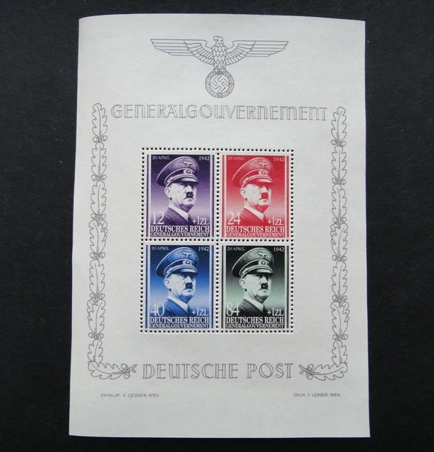 GERMAN EMPIRE THIRD REICH ORIGINAL STAMP SHEET ADOLF HITLER Mi 799 1RM
