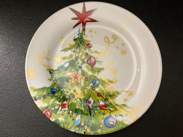 Pottery Barn Christmas Tree Salad Plate 9" Microwave/Dishwasher Safe New Unused