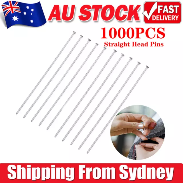 1000pcs Bright Silver Tone Straight Head Pins 50mm Long Jewellery Making Earring