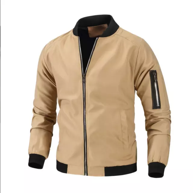 Men's Spring Fall Thin Bomber Jacket Lightweight Casual Sportswear Full-Zip Coat