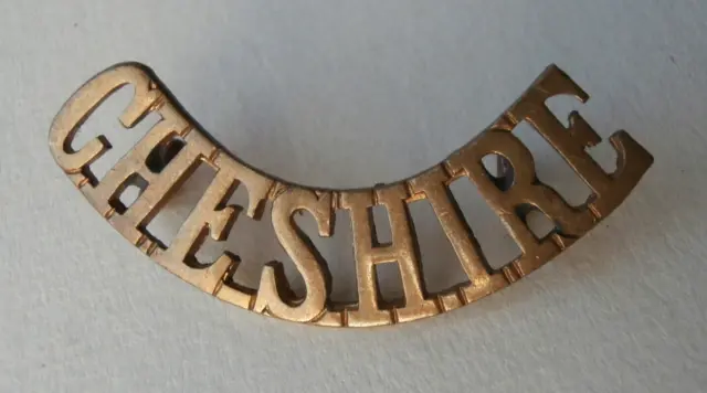 Original British Army Cheshire Regiment Brass Shoulder Title Badge