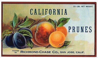 C1910 Original Vintage Prune Peach Crate Label Edenvale Santa Clara San Jose 2