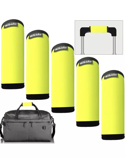 Hibate 5x Neoprene Luggage Handle Wrap for Suitcase 5 Pack-Fluorescent Yellow