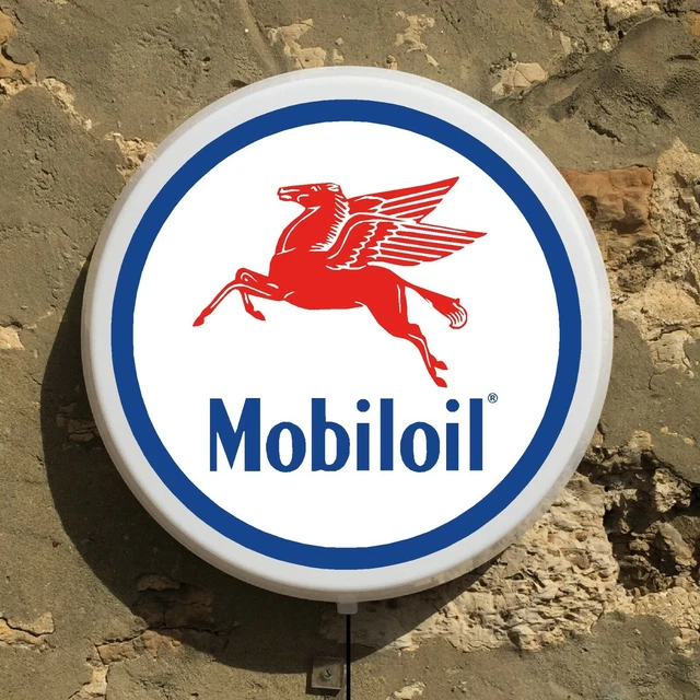 Mobiloil LED Leuchtend Licht Box Zeichen Garage Gas Station Automobil Mann Cave