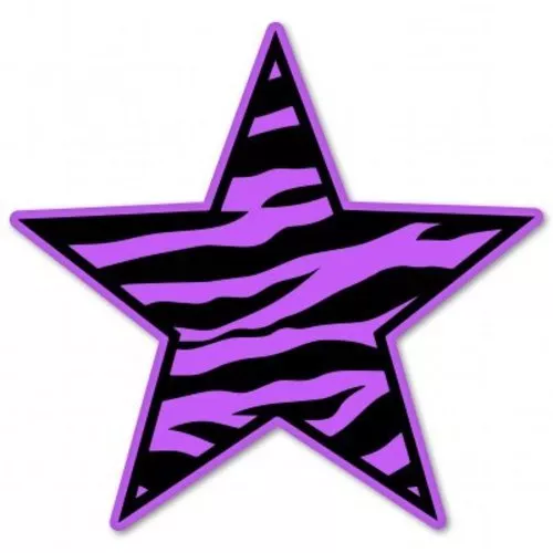 Zebra Print Star Purple Car Vinyl Sticker - SELECT SIZE