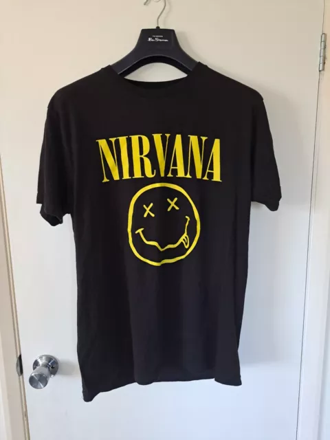 Nirvana Smiley Face T Shirt Black Officially Licensed L 42" Chest
