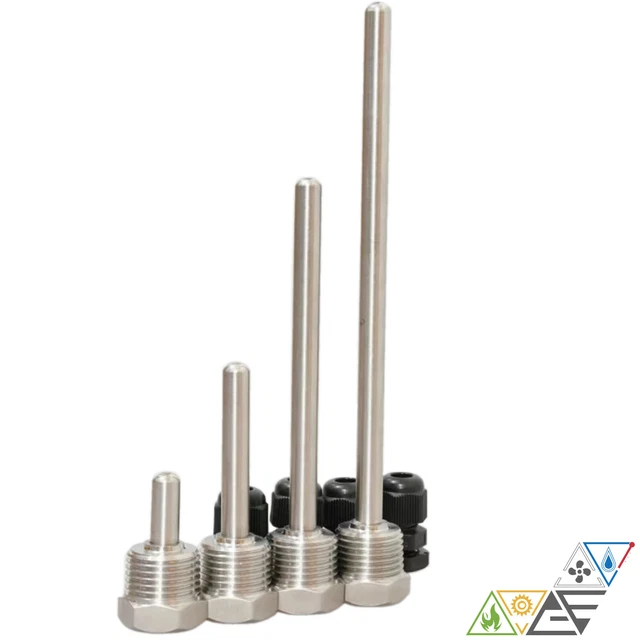 Tauchhülse Edelstahl 2x Tauchhülse 50mm – Edelstahl 304, G1/2 Gewinde, Für Temperatursensoren, Thermoelemente, Heizung & Solar