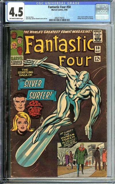 Fantastic Four #50 Cgc 4.5 Ow/Wh Pages // Silver Surfer Vs Galactus Trilogy 1966