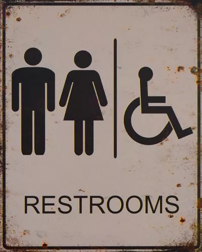 Blechschild Toiletten Hinweisschild Nostalgie Schild Retro mit Rollstuhl