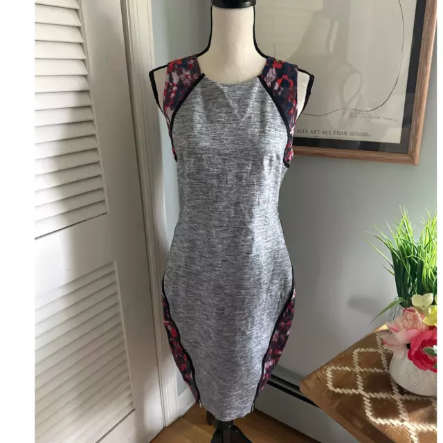 RACHEL ROY Womens Heather Gray Mixed Media Sleeveless Sheath Cocktail Dress | 10