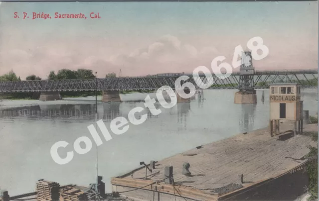 Sacramento CA-Southern Pacific RR-Railroad Bridge-Nicolaus Barge-California