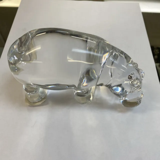 BACCARAT France Crystal 6 1/4” HIPPOPOTAMUS Hippo Sculpture Figurine Paperweight