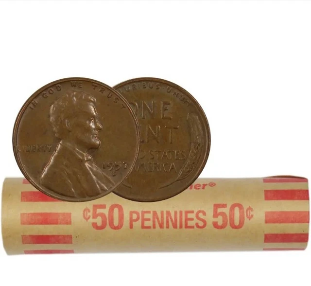 Lot of 50 - Random Date 1c Lincoln Wheat Cent Pennies Full Roll