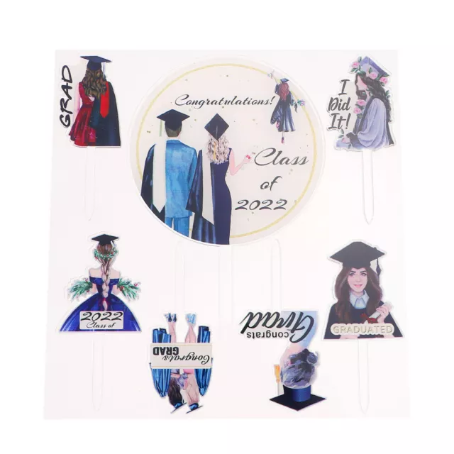 7 Pcs Graduation Dessert Toppers Class of 2022 Cake Insert Inserts Paper Cup