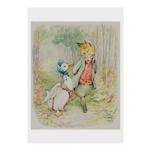 Beatrix Potter - Jemima Puddle-Duck with a gentleman: Poster (11.7" x 16.5")