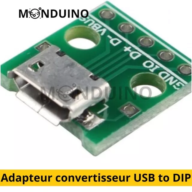 Adapteur convertisseur USB to DIP/ Micro USB DIP 5 broches, connecteur femelle