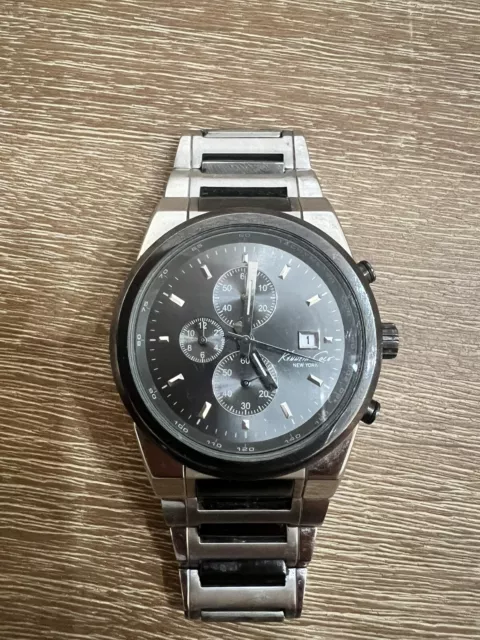 Kenneth Cole Silver Mens 2 Tone Dress Sport Chronograph Watch Quartz KC3851