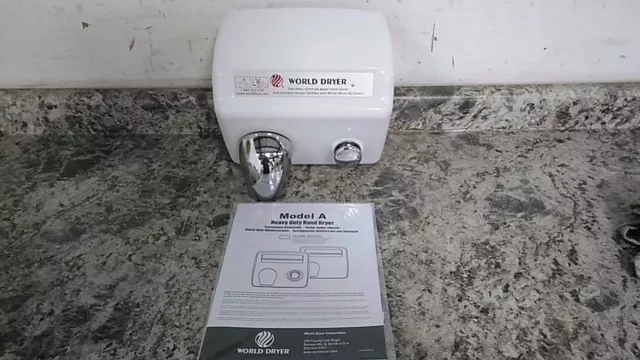 World Dryer DA54-974AU 208 to 230V 200 CFM White Push Button Hand Dryer