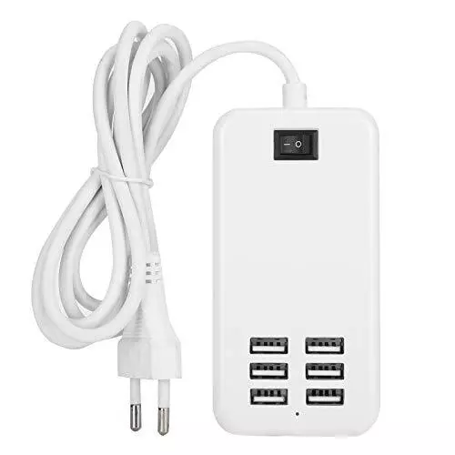 Stazione di Ricarica USB, Caricatore da Parete USB a 6 Porte da 30 W, Hub (e3E)