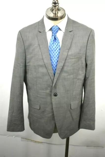 Topman Mens Gray Skinny Fit Suit Jacket Career Front Button Closure Lined 46R