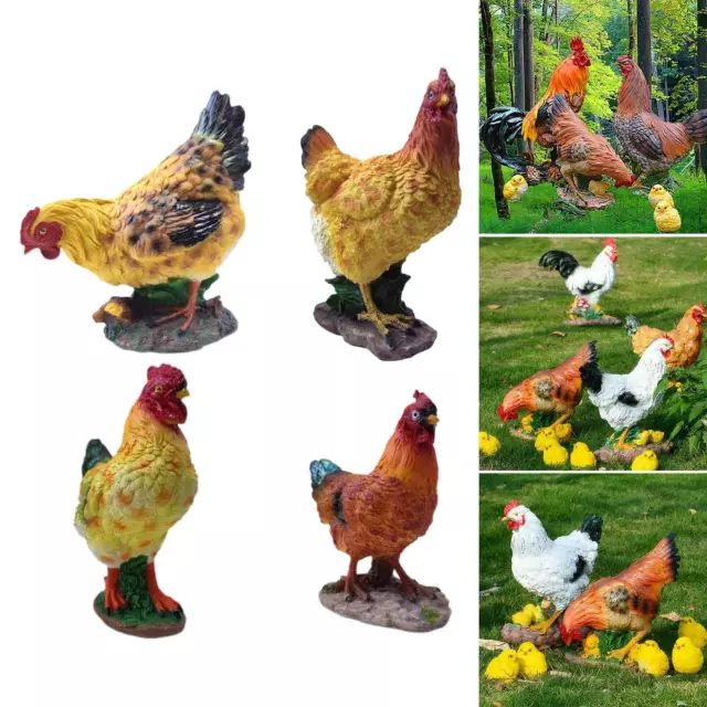 Realistic Hen Resin Statue Decor Artwork Chicken for Outdoor Patio Backyard