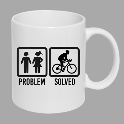 Cycling Problem Solved Funny Mug Rude Humour Joke Present Novelty Gift Cup Mug