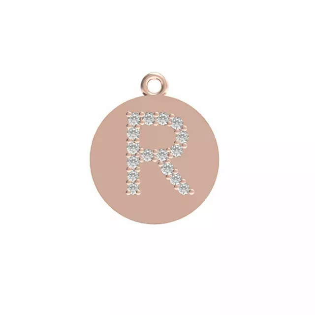 Natural Diamond 14K Rose Gold R Word Initial Word Alphabet Charm Finding Jewelry