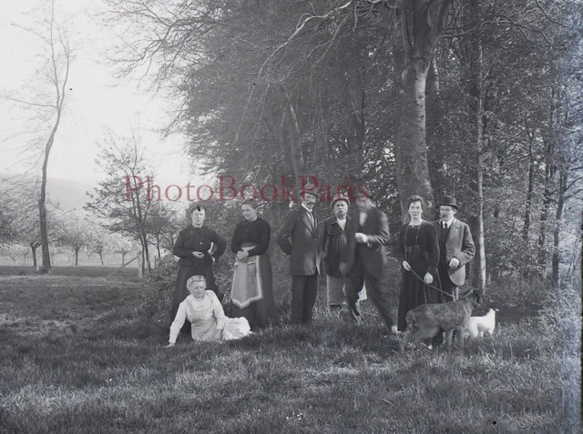 Famille c1910 Photo NEGATIVE Plaque de verre Stereo Vintage V33L25n19