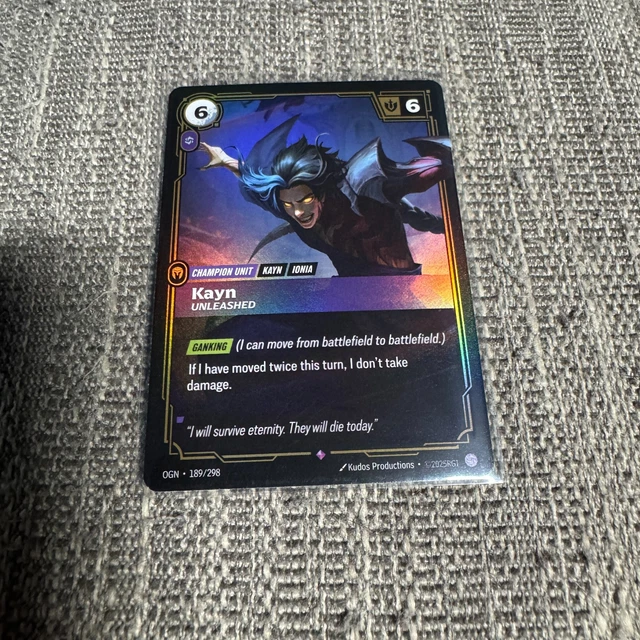 KAYN UNLEASHED RIFTBOUND Origins 189/298 Champion Foil Meta League of ...