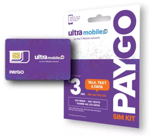 Ultra Mobile PayGo | $3/mo. Pay As You Go Plan + SIM Card with Talk, Text & Data