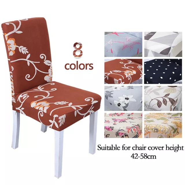 1/4/6pcs Stretch Spandex Dining Room Printed Chair Covers Slipcovers Home Decor