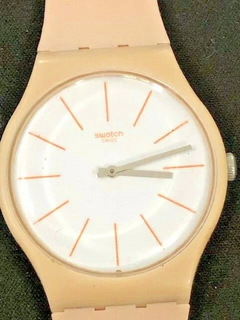 VINTAGE SWISS MADE Swatch Classic Large Dial Quartz Gents Resin Strap ...