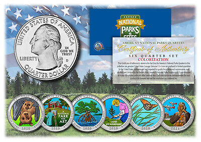 2020 2021 COLORIZED National Parks America the Beautiful Coins Quarters SET of 6