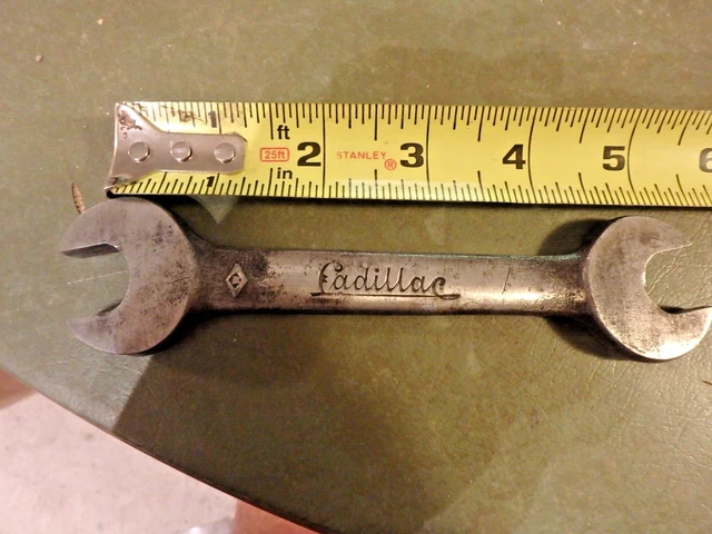 8R- vintage   6" embossed CADILLAC box end wrench # 650T- 5/8 & 9/16