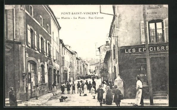 CPA Pont-Saint-Vincent, La Mairie, La Poste, Rue Carnot