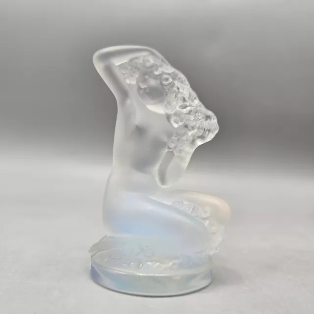 Lalique Crystal Glass Floreal Nude Opalescent Signed Sculpture