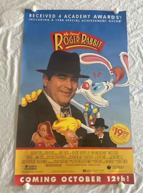 Who Framed Roger Rabbit Poster Hoskins Lloyd Rolled 23”x37” Video Promo