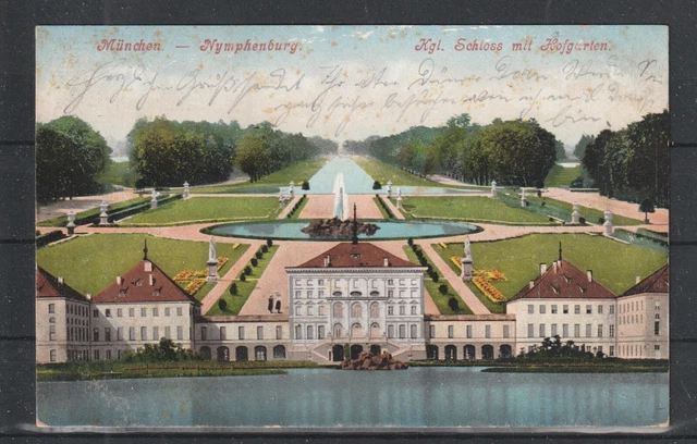 AK - München Nymphenburg, Schloss  mit Hofgarten (gelaufen 1907)