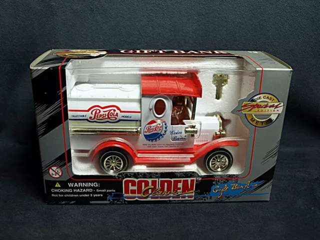 Pepsi Cola Delivery Truck Golden Classic Diecast Gift Bank Special Edition –Nib