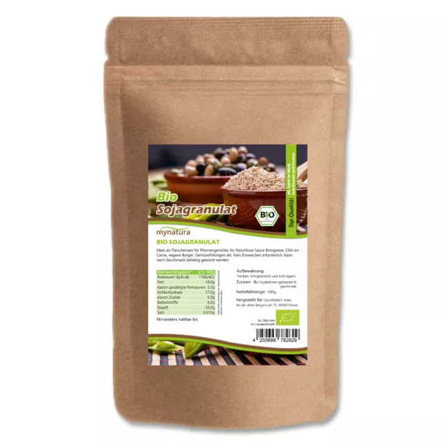 Granulado de soja ecológico Mynatura 3x 1000g I soja cocina vegana proteína cocina