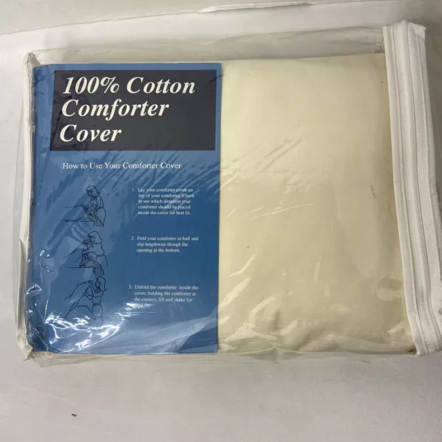 Britannica Home Fashions KING Comforter Cover Ivory/Off White 100% Cotton READ