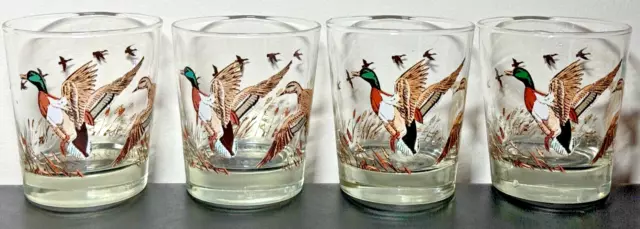 Vintage Libbey Mallard Duck Whiskey Glasses Set of 4