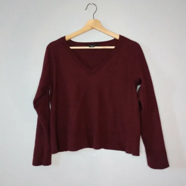 Pendleton Womens XL Merino Wool Red V-neck Sweater Long Sleeve Cropped (shrunk)
