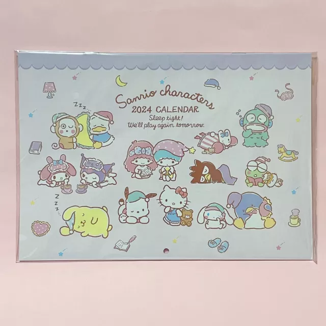 SANRIO CHARACTERS 2024 B5 Wall Hanging Calendar Made in Japan FREE